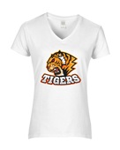 Epic Ladies Tigers Side Mascot League Sports Team V-Neck Graphic T-Shirts