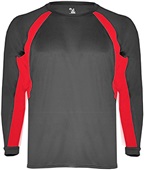 Badger B-Core Hook L/S Performance Tees BLACK/RED Primary
