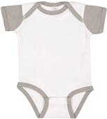 Rabbit Skins Infant Baby Rib Bodysuit 4400 WHITE/TITANIUM Primary