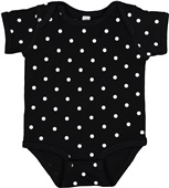 Rabbit Skins Infant Baby Rib Bodysuit 4400 BLACK/WHITE DOT Primary