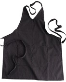 Edwards V-Neck Bib Apron with Two Pockets 30 BLACK PIN STRIPE Primary