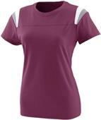 Girls Crew Neck, 2-Tone, Short Sleeve T Shirt (WS -Maroon) MAROON/ ATHLETIC HEATHER/ WHITE Primary