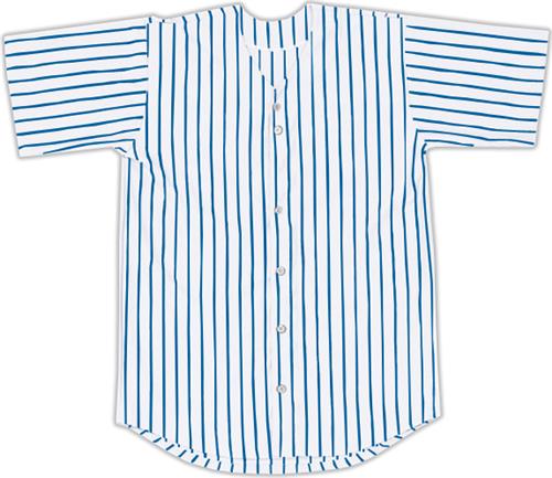 Royal Blue and White Pinstripe Stripe Knit Baseball Jersey 