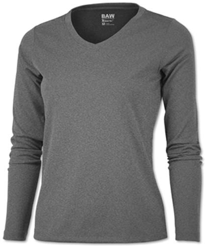 Baw Ladies Long Sleeve Xtreme-Tek Heather T-Shirts HEATHER GREY 