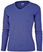Baw Ladies Long Sleeve Xtreme-Tek Heather T-Shirts UPF 50 HEATHER ROYAL Primary