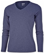 Baw Ladies Long Sleeve Xtreme-Tek Heather T-Shirts UPF 50 HEATHER NAVY Primary