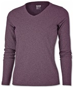 Baw Ladies Long Sleeve Xtreme-Tek Heather T-Shirts UPF 50 HEATHER MAROON Primary