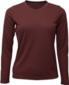 Baw Ladies Long Sleeve Xtreme-Tek T-Shirts UPF 50 MAROON Primary