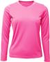 Baw Ladies Long Sleeve Xtreme-Tek T-Shirts UPF 50 NEON PINK Primary