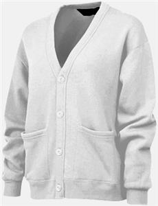 white fleece cardigan