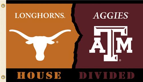 Bandiera 3x5 Ft Rivalità Texas A&M Aggies Vs UT Longhorns – Logo Diviso