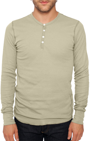 American apparel men's baby thermal long sleeve henley best sale