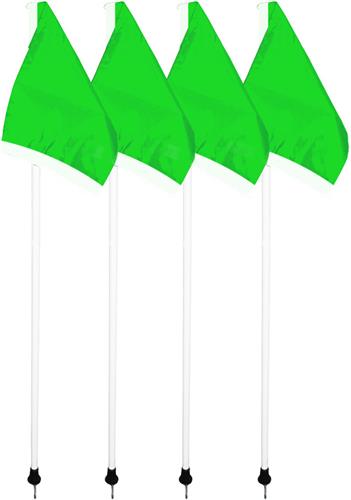 WHITE POLE/GREEN FLAGS
