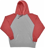 J America Adult Vintage Heather Hooded Sweatshirts SMOKE/SIMPLY RED Primary