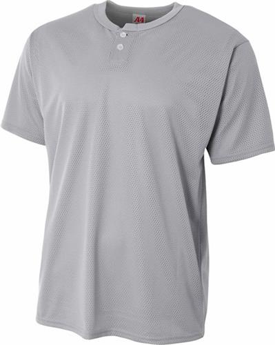 A4 Adult 2-Button Mesh Henley Baseball Jerseys | Epic Sports