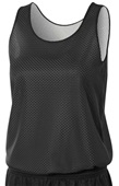 A4 Women's  Reversible Mesh Basketball Tank Jersey Outside: BLACK, Inside: WHITE Primary