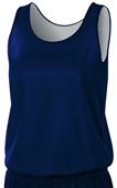 A4 Women's  Reversible Mesh Basketball Tank Jersey Outside: NAVY, Inside: WHITE Primary