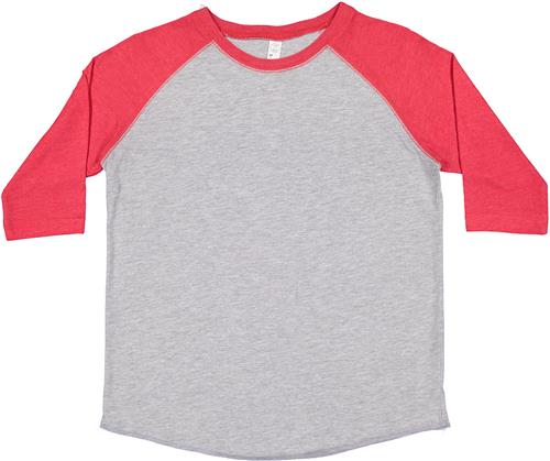 LAT Sportswear Youth 3/4 Sleeve Baseball Tee. Decorated in seven days or less.