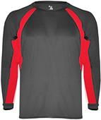 Badger Youth B-Core Hook L/S Performance Tees BLACK/RED Primary