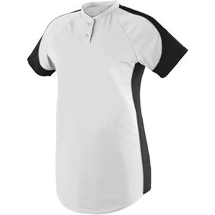 Augusta Sportswear 1686 Youth Pinstripe Full Button Baseball Jersey - White/ Red M