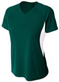 A4 Womens Color Blocked Performance V-Neck Shirt