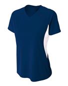 A4 Womens Color Blocked Performance V-Neck Shirt