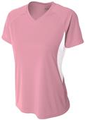 A4 Womens Color Blocked Performance V-Neck Shirt