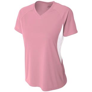 A4 Womens Color Blocked Performance V-Neck Shirt