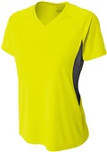 A4 Womens Color Blocked Performance V-Neck Shirt