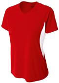 A4 Womens Color Blocked Performance V-Neck Shirt