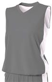 A4 Womens Reversible Moisture Management Muscle Basketball Jersey Outside: GRAPHITE, Inside: WHITE Primary