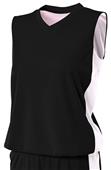 A4 Womens Reversible Moisture Management Muscle Basketball Jersey Outside: BLACK, Inside: WHITE Primary