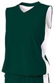 A4 Womens Reversible Moisture Management Muscle Basketball Jersey Outside: FOREST, Inside: WHITE Primary