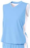 A4 Womens Reversible Moisture Management Muscle Basketball Jersey Outside: LIGHT BLUE, Inside: WHITE Primary