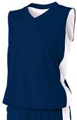 A4 Womens Reversible Moisture Management Muscle Basketball Jersey Outside: NAVY, Inside: WHITE Primary