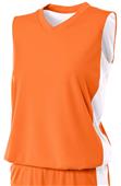 A4 Womens Reversible Moisture Management Muscle Basketball Jersey Outside: ORANGE, Inside: WHITE Primary
