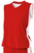 A4 Womens Reversible Moisture Management Muscle Basketball Jersey Outside: SCARLET, Inside: WHITE Primary