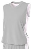 A4 Womens Reversible Moisture Management Muscle Basketball Jersey Outside: SILVER, Inside: WHITE Primary