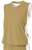 A4 Womens Reversible Moisture Management Muscle Basketball Jersey Outside: VEGAS GOLD, Inside: WHITE Primary
