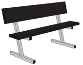 5 FT Portable Courtside Bench with Seat Back (Powder Coated)