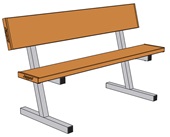 5 FT Portable Courtside Bench with Seat Back (Powder Coated)