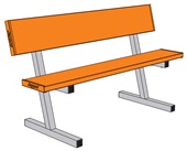 Courtside Bench with Seat Back - 5 ft. - Portable (Powder Coated)