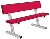 5 FT Portable Courtside Bench with Seat Back (Powder Coated)