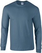 Gildan Ultra Cotton Adult Long Sleeve T-Shirts INDIGO BLUE Primary