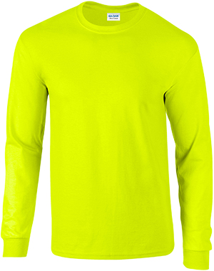 Gildan Ultra Cotton Adult L/S Safety T-Shirts SAFETY GREEN 