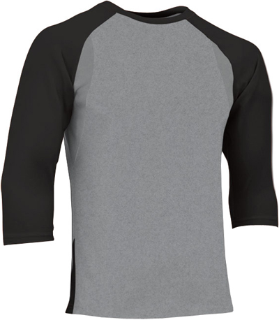 Champro Extra Innings 3/4 Sleeve Baseball Shirt GREY/BLACK SLEEVE 