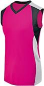 High Five Piranha Sleeveless Volleyball Jerseys Womens Girls RASPBERRY/WHITE/BLACK Primary