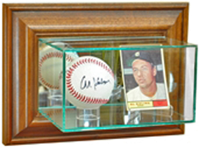 Perfect Cases Wall Mounted Card and Baseball Display Case - Walnut