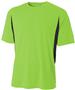 A4 Adult Cooling Performance Color Blocked Crew T-Shirt LIME BLACK Primary