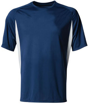 A4 Adult Cooling Performance Color Blocked Crew T-Shirt. Printing is available for this item.